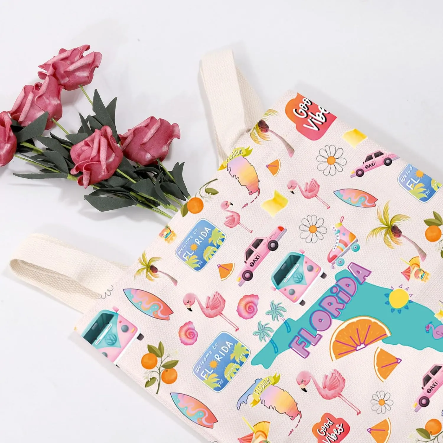MEIKIUP Florida Travel Gift Florida Travel Makeup Bag Florida Lover Zipper Pouch Miami Florida Souvenirs Gift