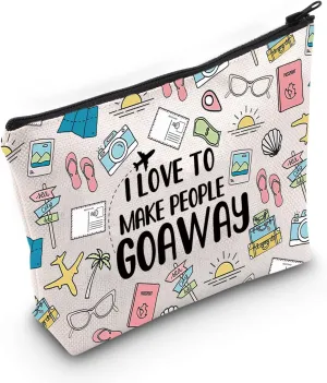 MEIKIUP Travel Agent Gifts Travel Agent Zipper Pouch Travel Makeup Bag Appreciation Gift I Love To Make People Goaway (goaway bag)