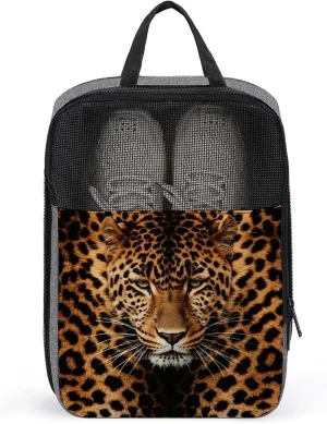 Men & Women Travel Shoe Bag,Depict A Leopard Print Shoe Pouch,ventilation Shoes Bag, Shoe Packing Cubes,portable Organizer Shoe Pouch