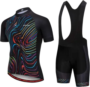 Men Cycling Jersey Set Bike Short Sleeve Shirt Tops 5D Padded Shorts S-3XL