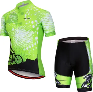 Men Cycling Jersey Set Bike Short Sleeve Shirt Tops 5D Padded Shorts S-3XL