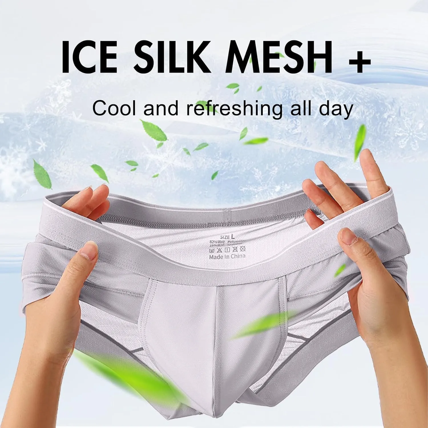 Men's Briefs Underwear Silky Bikinis Thongs No Fly Pouch Moisture-Wicking Underpants for Men Multi pack