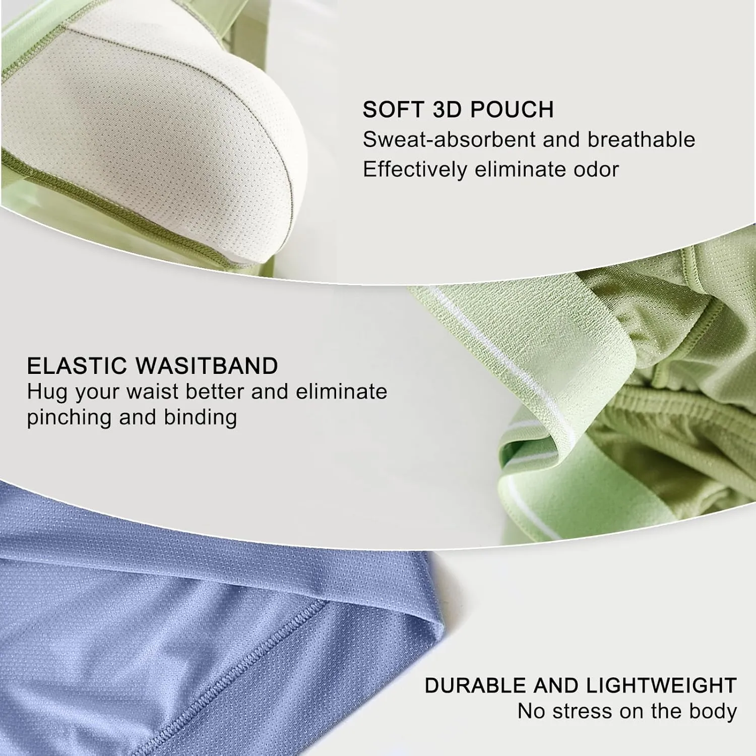 Men's Briefs Underwear Silky Bikinis Thongs No Fly Pouch Moisture-Wicking Underpants for Men Multi pack