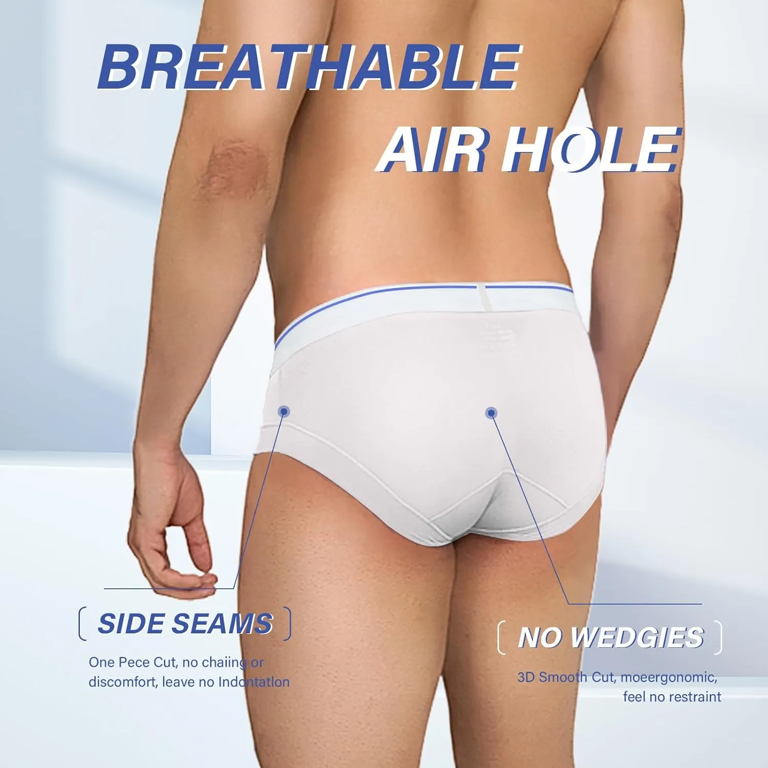 Men's Briefs Underwear Silky Bikinis Thongs No Fly Pouch Moisture-Wicking Underpants for Men Multi pack