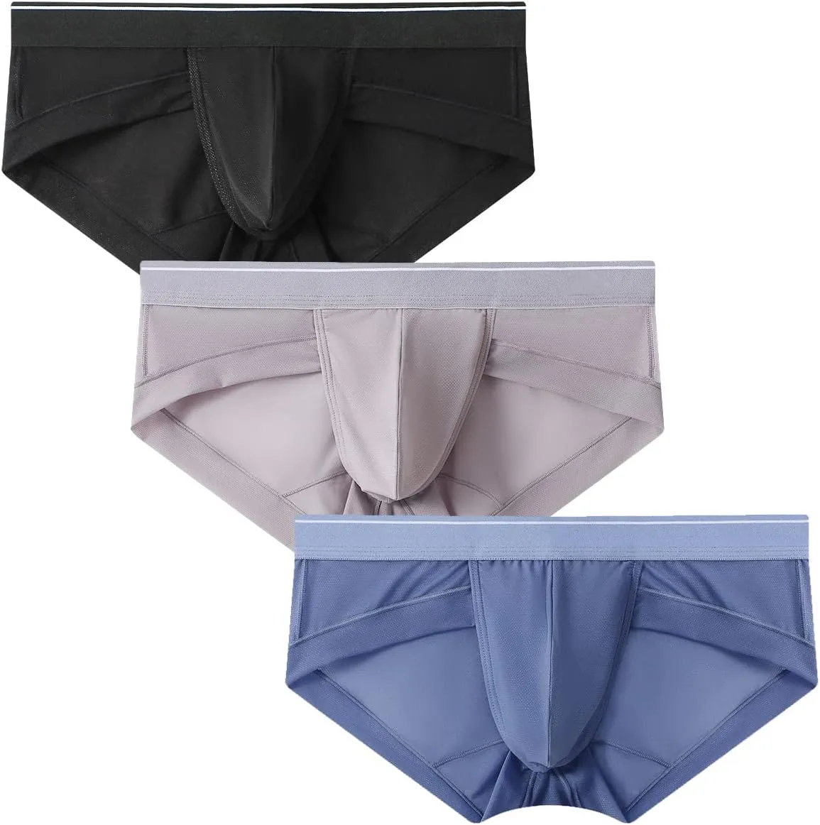 Men's Briefs Underwear Silky Bikinis Thongs No Fly Pouch Moisture-Wicking Underpants for Men Multi pack