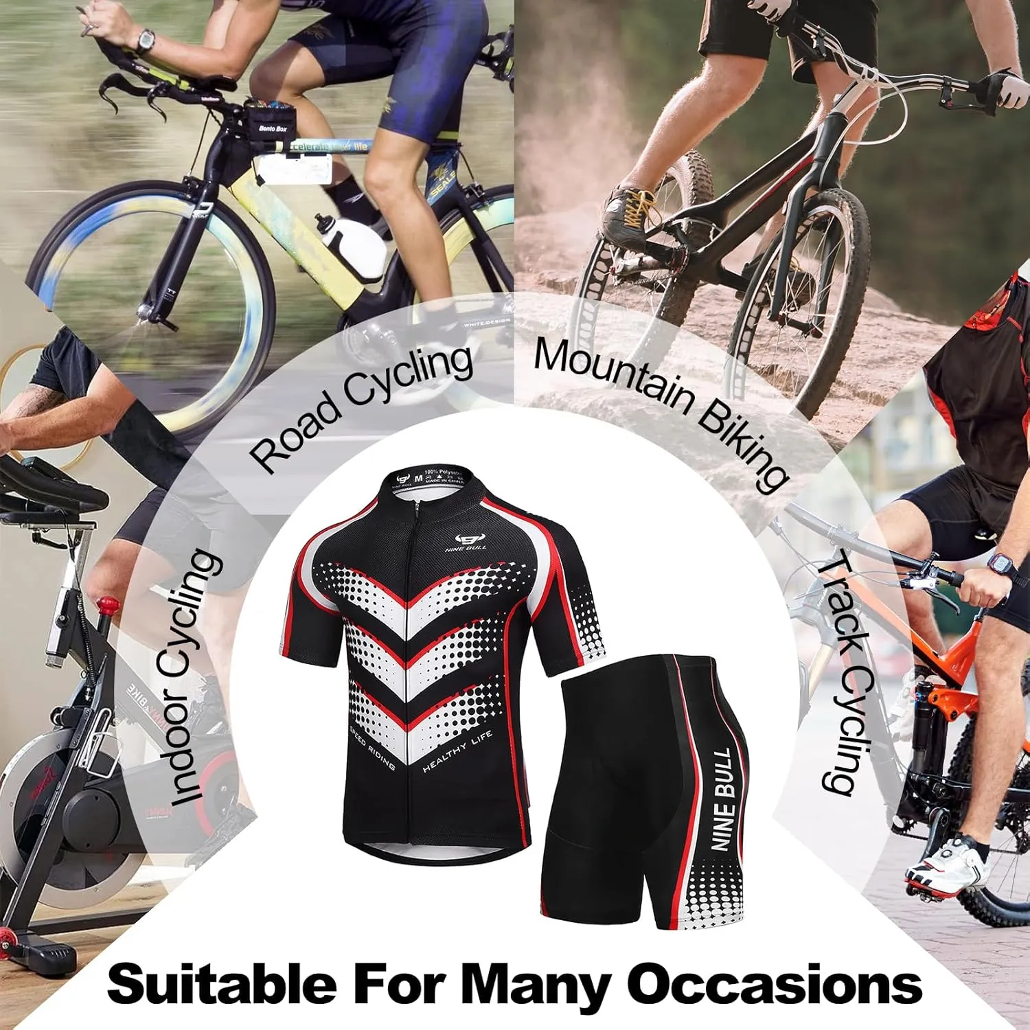 Men's Cycling Jersey Set - Reflective Quick-Dry Biking Shirt and 3D Padded Cycling Bike Shorts