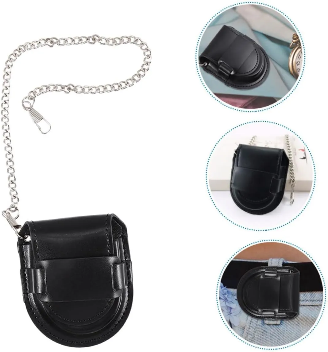 Mens Jewellery Box 3pcs Pocket Watch Storage Leather Case Pocket Watch Case Watch Storage Case Pu Watch Pouch Vintage Pocket Watch Bag Watch Holder Pocket Watch Pouch Pocket Watch Chains Black Metal