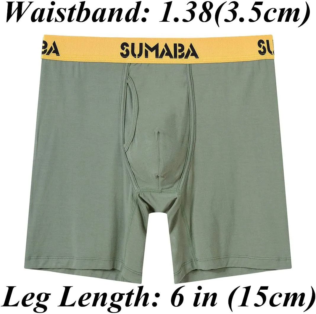 Men's Underwear Breathable Long Leg No Ride-up Boxer Briefs for Men Open Fly M L XL 2XL 3XL