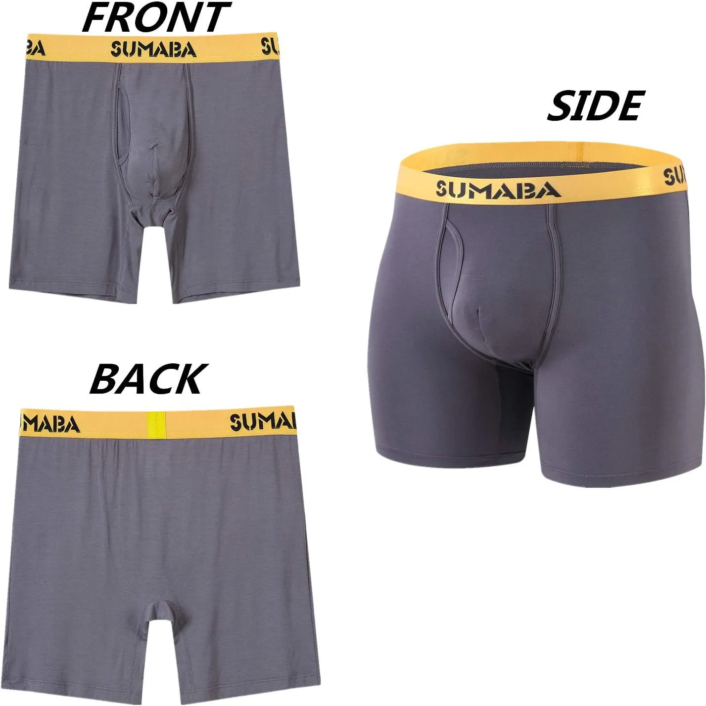 Men's Underwear Breathable Long Leg No Ride-up Boxer Briefs for Men Open Fly M L XL 2XL 3XL