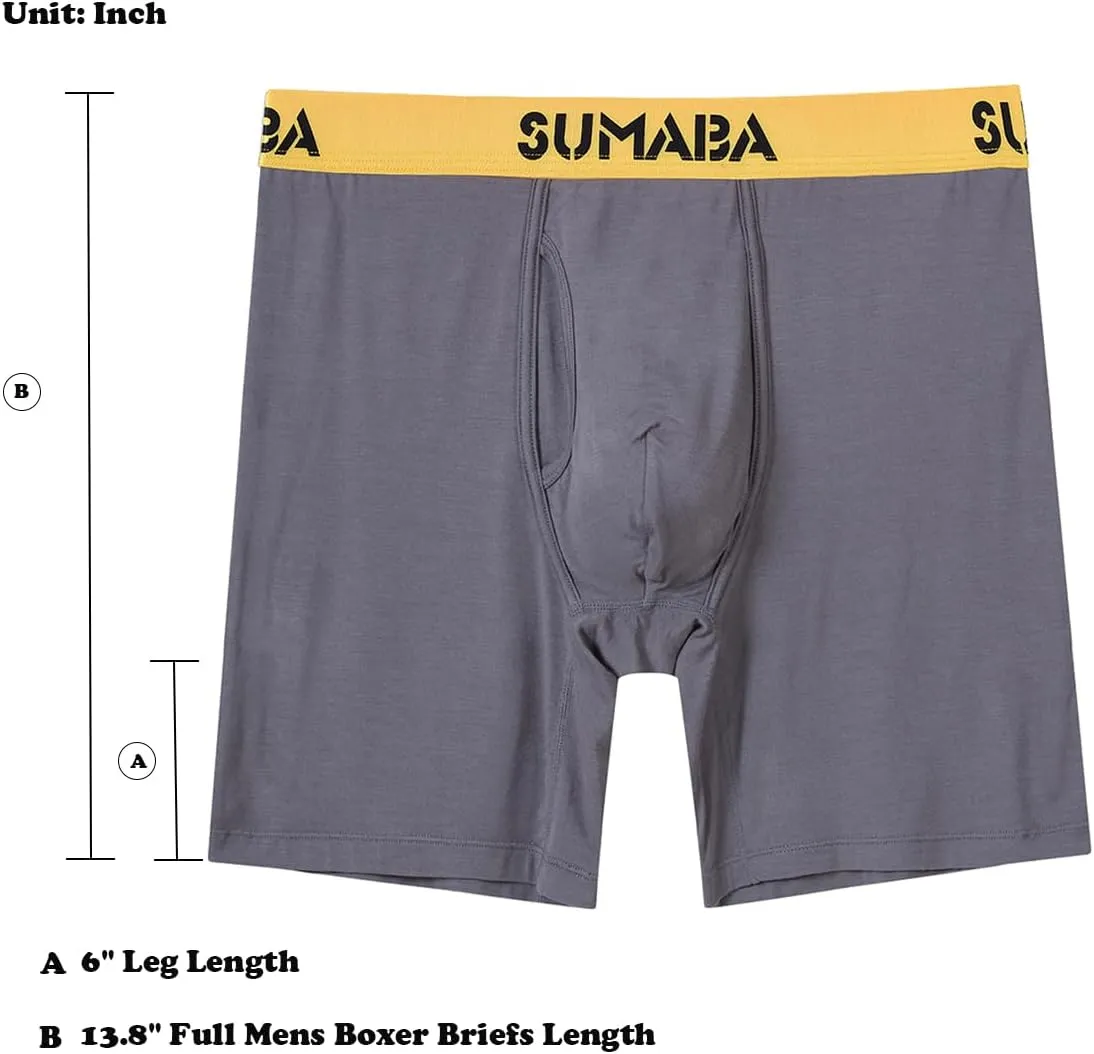 Men's Underwear Breathable Long Leg No Ride-up Boxer Briefs for Men Open Fly M L XL 2XL 3XL