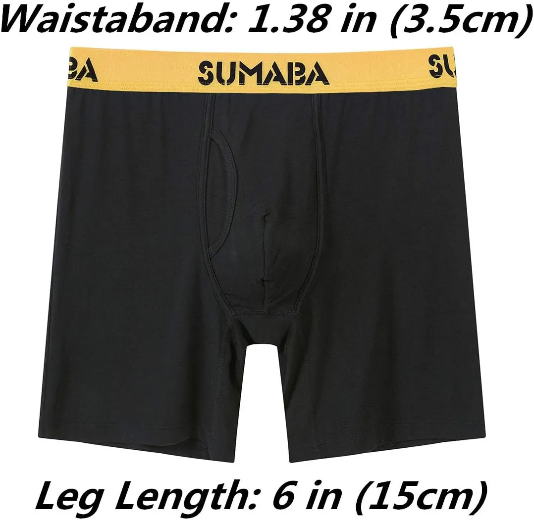 Men's Underwear Breathable Long Leg No Ride-up Boxer Briefs for Men Open Fly M L XL 2XL 3XL