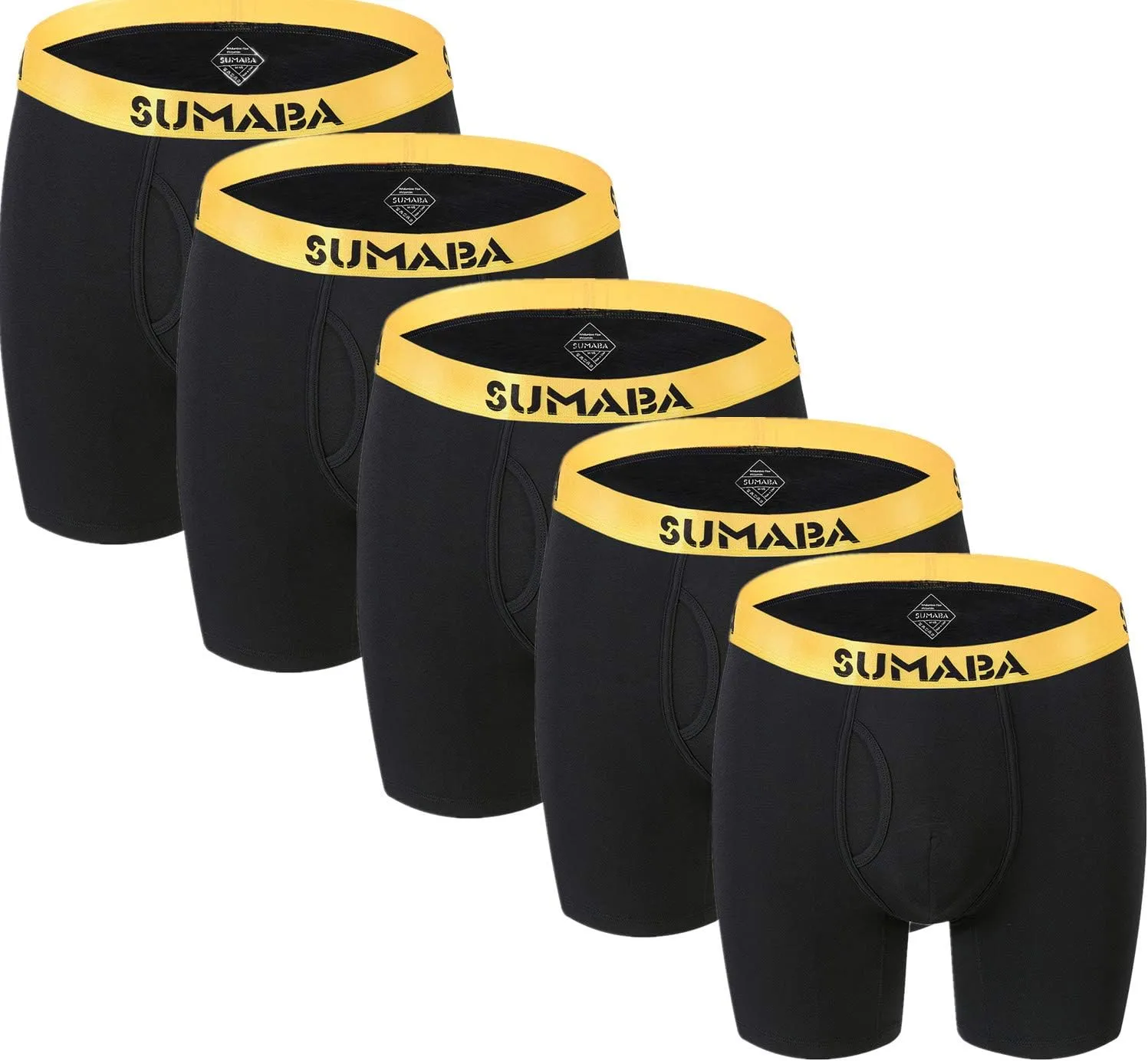 Men's Underwear Breathable Long Leg No Ride-up Boxer Briefs for Men Open Fly M L XL 2XL 3XL