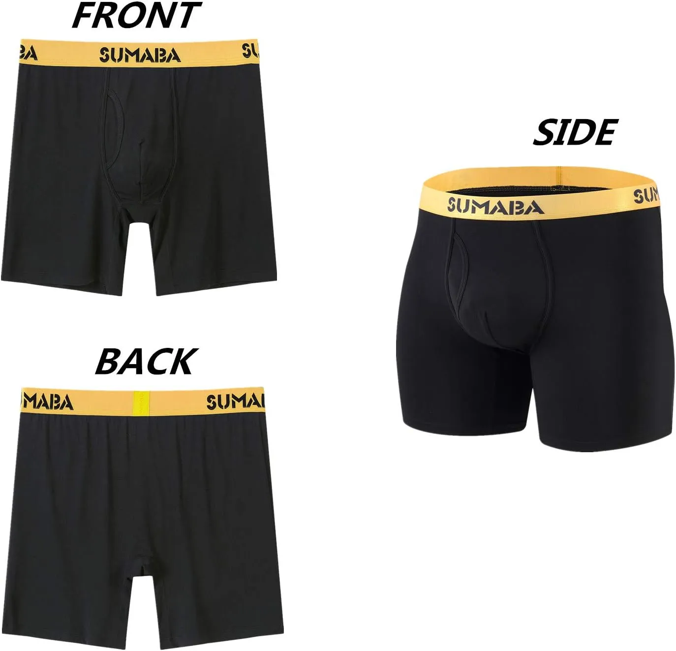 Men's Underwear Breathable Long Leg No Ride-up Boxer Briefs for Men Open Fly M L XL 2XL 3XL