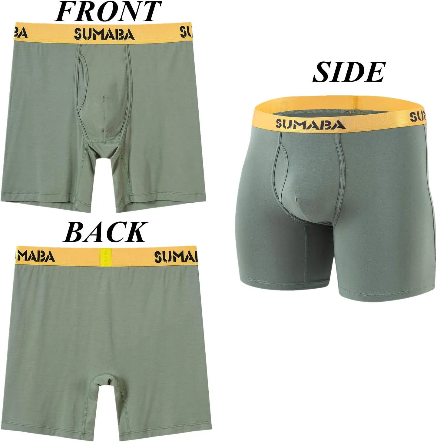 Men's Underwear Breathable Long Leg No Ride-up Boxer Briefs for Men Open Fly M L XL 2XL 3XL