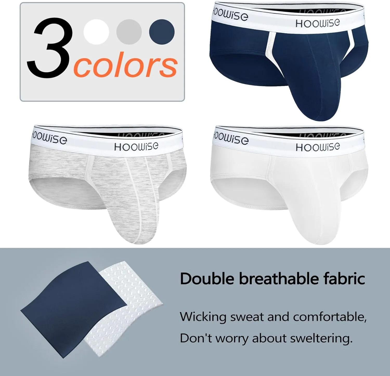 Men's Underwear Briefs Plus Size D Pouch Soft Silky Touch Underpants 3 Pack