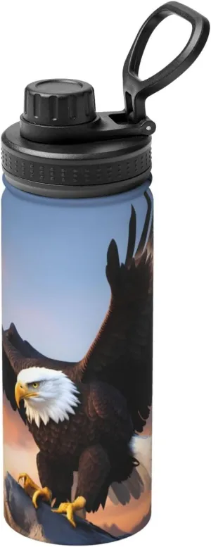 Mighty Bald Eagle 18oz Insulated Water Bottle Bulk, Adult Stainless Steel Water Bottles With Lid ï¼ŒFor Daily Use And Outdoor Activities, White