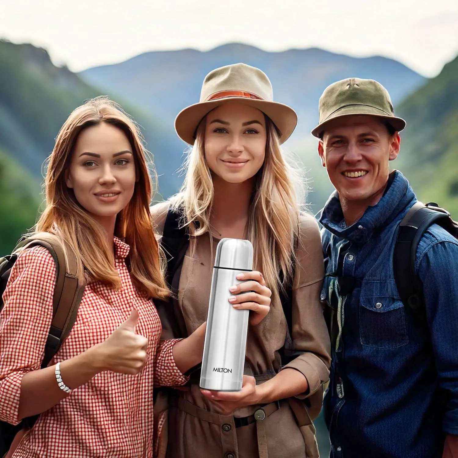 Milton Combo Vacuum Flask for Hot Drink (25 oz & 16 oz), Stainless Steel Double Walled Insulated Water Bottle for 24 Hour Hot and Cold drinks with cover, Thermosteel Flip Lid 750 and 500 ml