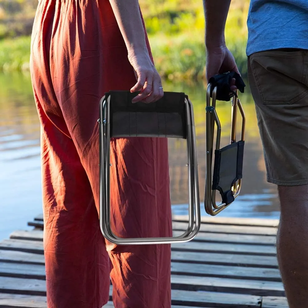 Mini Portable Folding Stool, Aluminum Alloy Outdoor Chair for Fishing Camping Picnic (Medium Size 24 * 22 * 28cm)