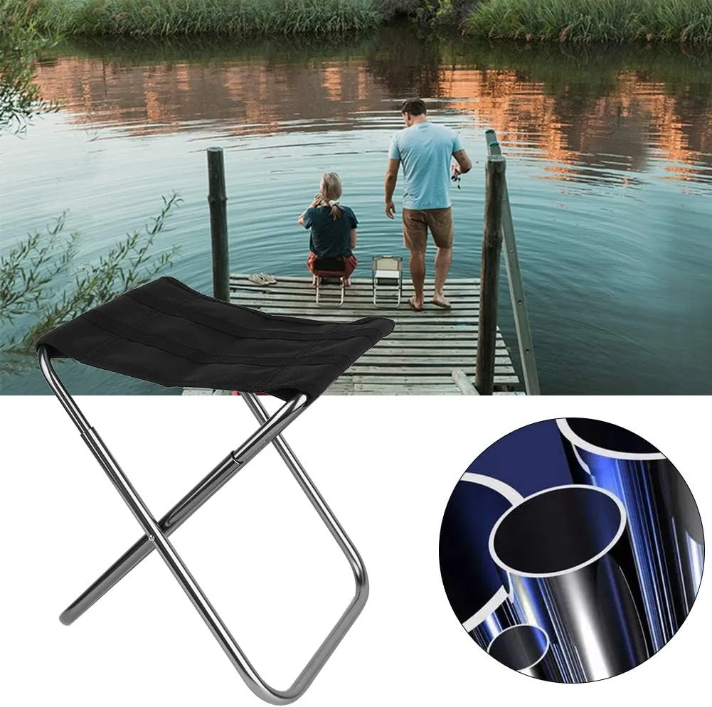 Mini Portable Folding Stool, Aluminum Alloy Outdoor Chair for Fishing Camping Picnic (Medium Size 24 * 22 * 28cm)
