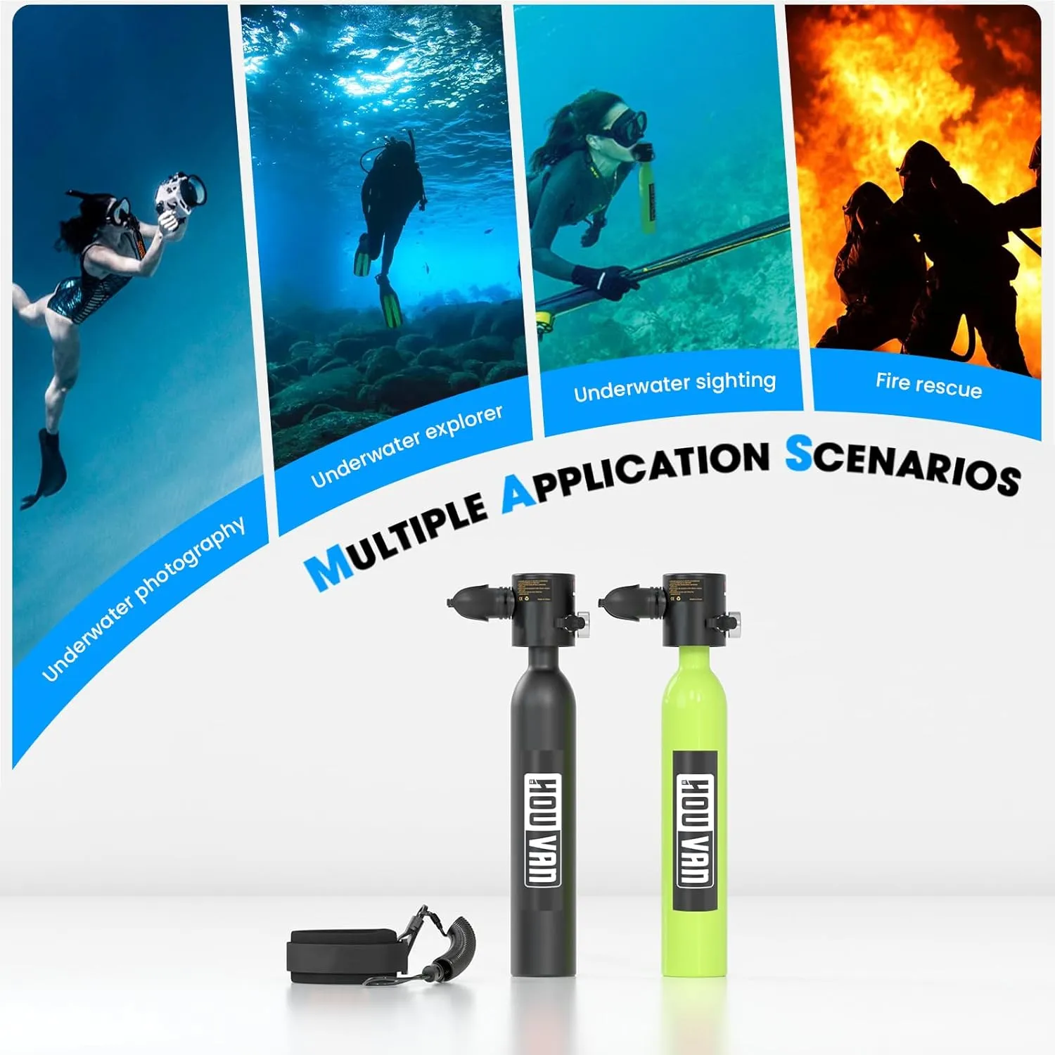 Mini Scuba Tank 0.5L Capacity Inflatable Diving Tank DOT Certified Up to Support 10 Minutes of Underwater Breathing Portable Scuba Tank up to 33feet for Underwater Work/Underwater Recreation