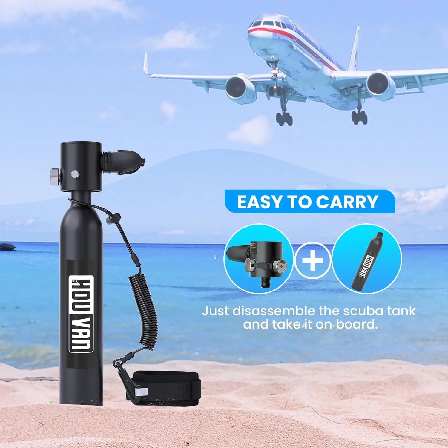 Mini Scuba Tank 0.5L Capacity Inflatable Diving Tank DOT Certified Up to Support 10 Minutes of Underwater Breathing Portable Scuba Tank up to 33feet for Underwater Work/Underwater Recreation