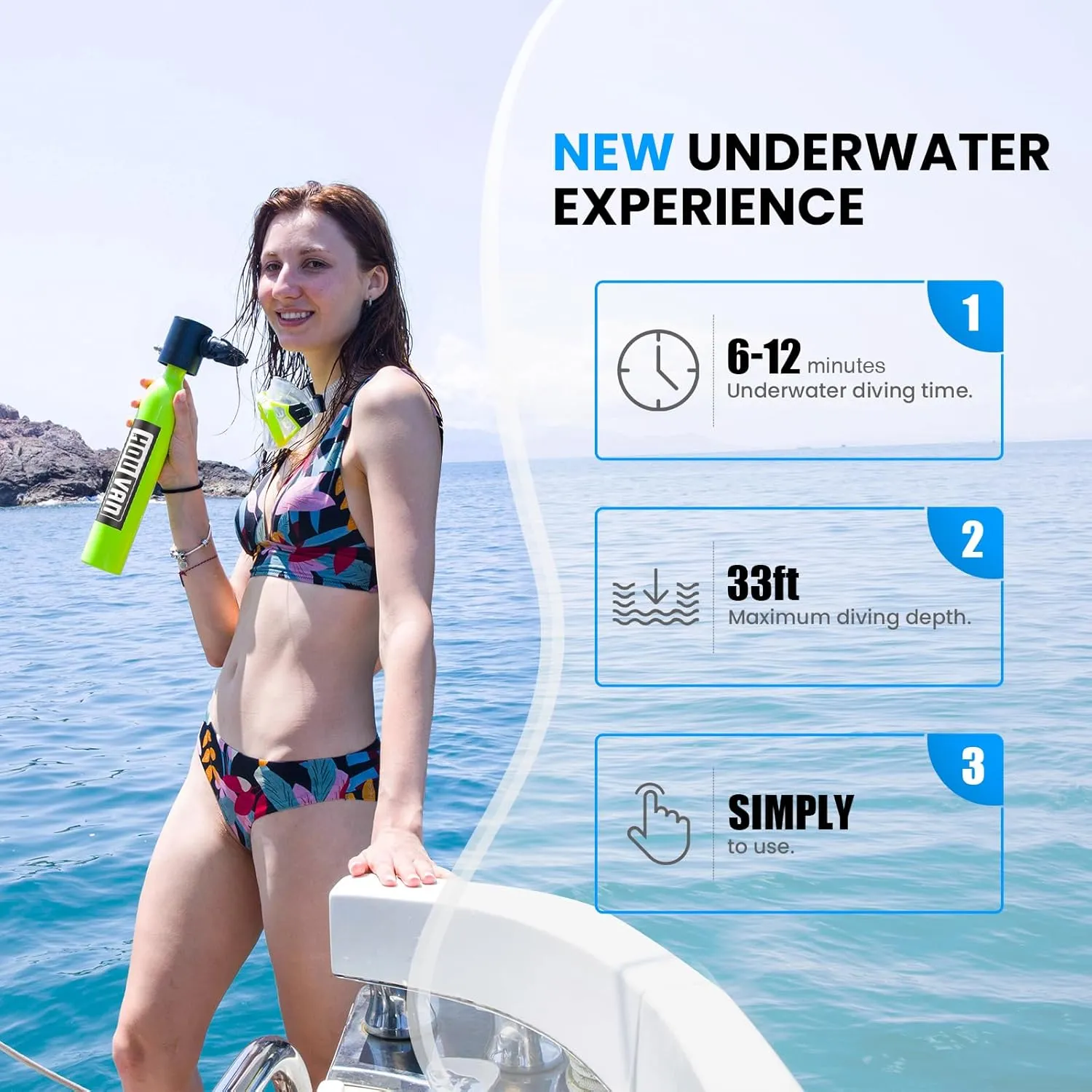 Mini Scuba Tank 0.5L Capacity Inflatable Diving Tank DOT Certified Up to Support 10 Minutes of Underwater Breathing Portable Scuba Tank up to 33feet for Underwater Work/Underwater Recreation