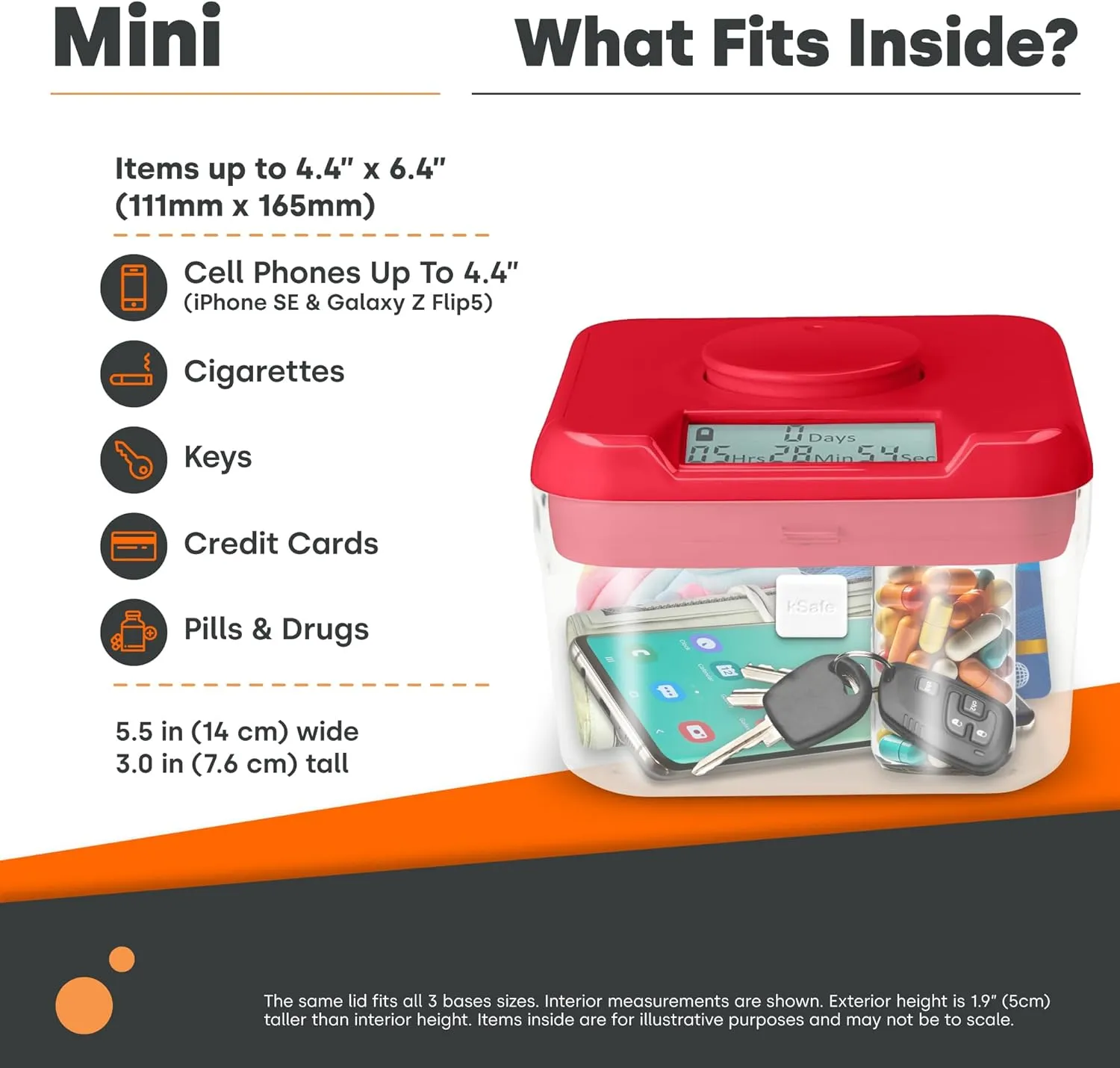 Mini: Time Locking Container (White Lid   White Base) - 3.0" Height