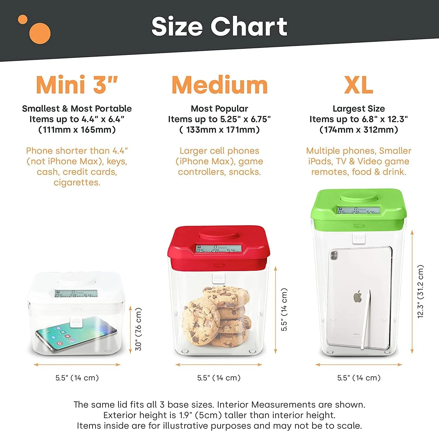 Mini: Time Locking Container (White Lid   White Base) - 3.0" Height
