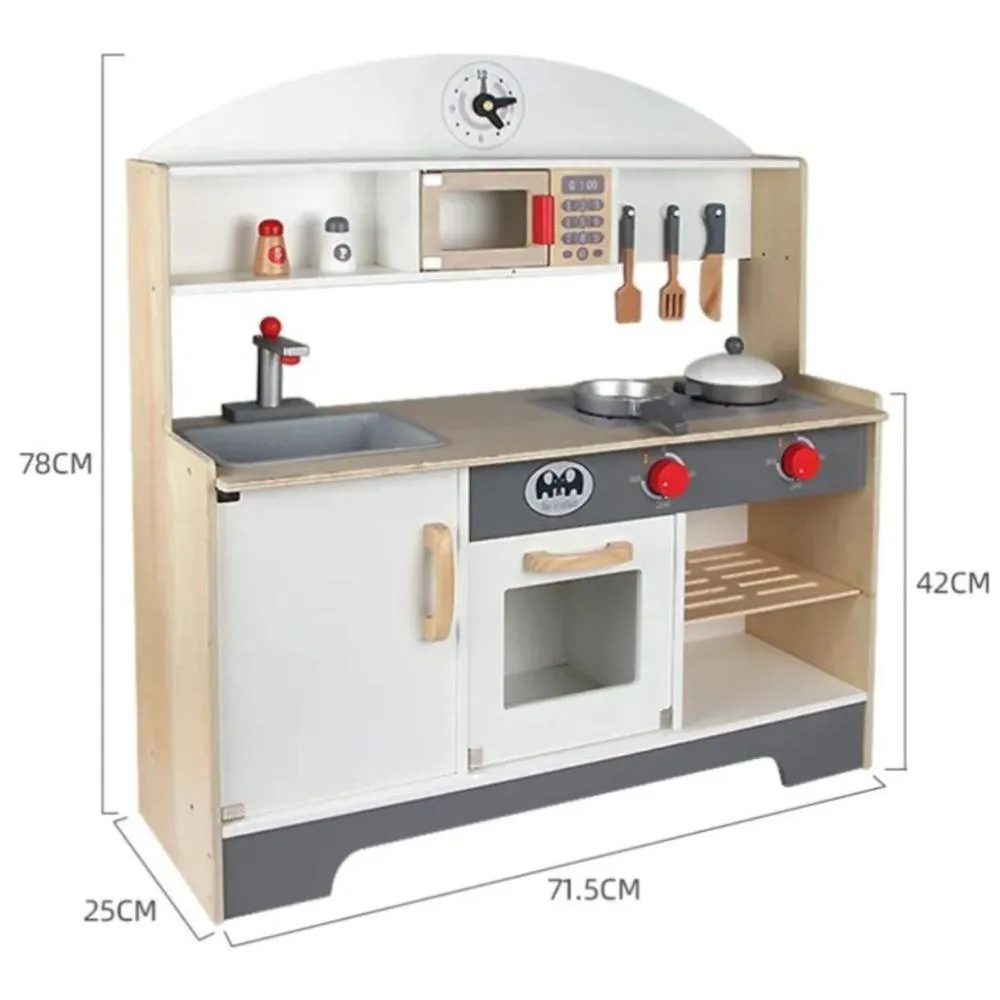 Minimalist Wooden Kitchen Playset for Kids