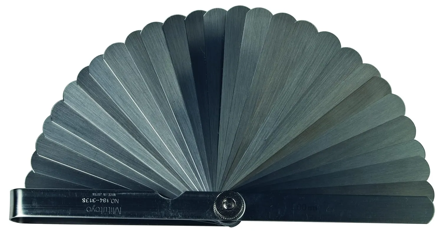 Mitutoyo 184-313S Thickness Feeler Gage Set, Straight Leaves, 0.05-1mm Thickness, 100mm Length, 28 Leaves