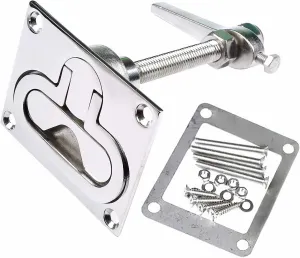 MIZUGIWA Stainless Steel Large Flush Hatch Latch Turning Lock Lift Handle Heavy Duty Marine Grade W/Back Plate Fasteners