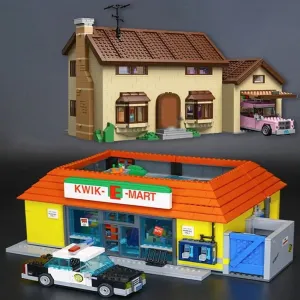 MOC  Compatible  The Kwik E Mart And Supermarket House Model Building Blocks Bricks 16004 16005 71016 71006 Toys