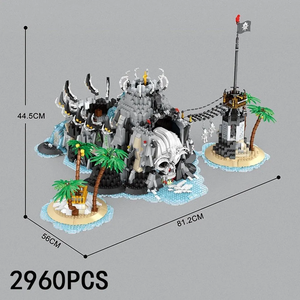 MOC NON  Ideas Pirate Ship The Skull Pirate Island Bay Kit 2960pcs Caribbeaned Moc Building Block Brick Classic Movie Model Boy Toy