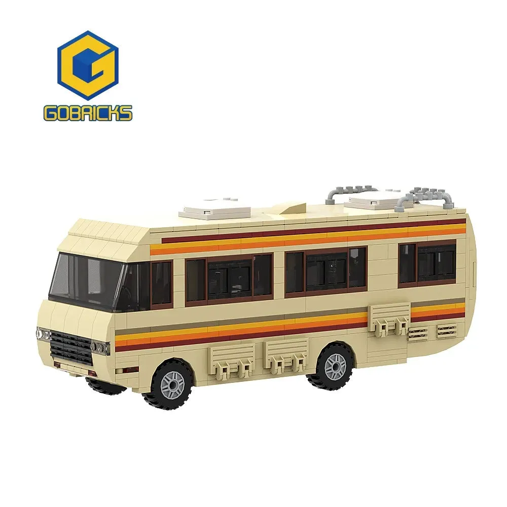 MOC NON  MOC Gobricks New Breaking Bad Pinkman Cooking Lab RV Car Building Blocks Set Walter White Van Vehicle Toy For