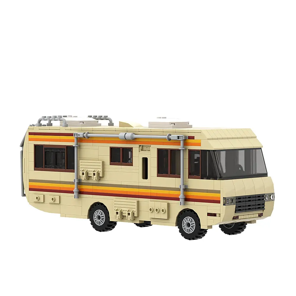 MOC NON  MOC Gobricks New Breaking Bad Pinkman Cooking Lab RV Car Building Blocks Set Walter White Van Vehicle Toy For