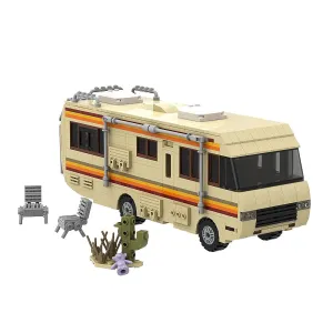 MOC NON  MOC Gobricks New Breaking Bad Pinkman Cooking Lab RV Car Building Blocks Set Walter White Van Vehicle Toy For