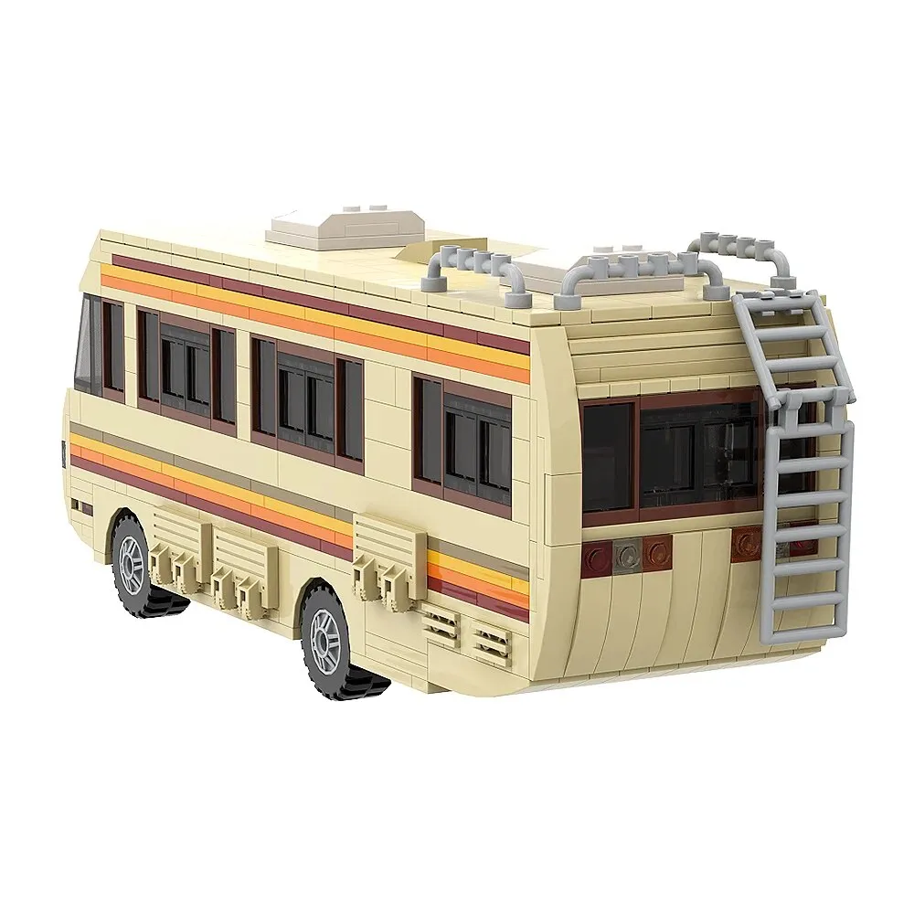 MOC NON  MOC Gobricks New Breaking Bad Pinkman Cooking Lab RV Car Building Blocks Set Walter White Van Vehicle Toy For