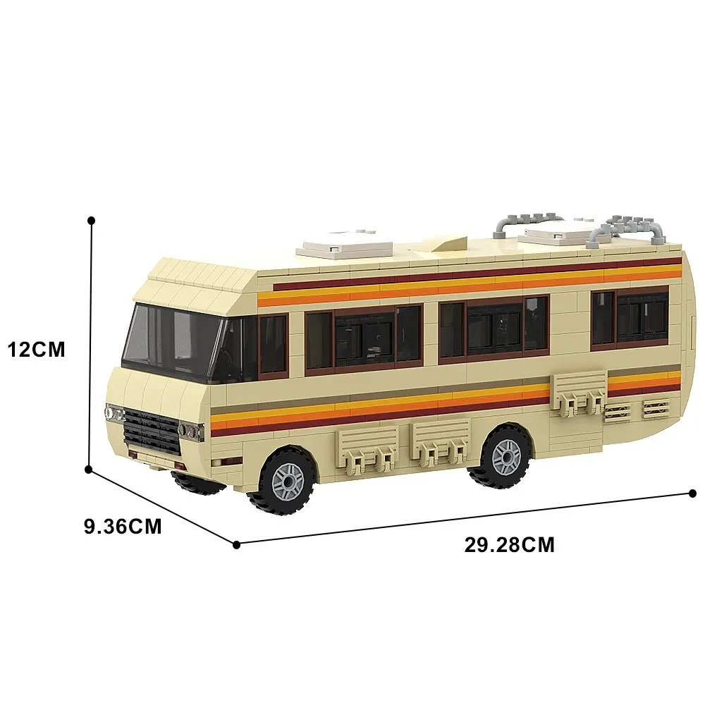 MOC NON  MOC Gobricks New Breaking Bad Pinkman Cooking Lab RV Car Building Blocks Set Walter White Van Vehicle Toy For