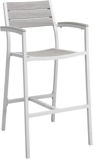Modway Maine Aluminum Outdoor Patio Bar Stool in White Light Gray