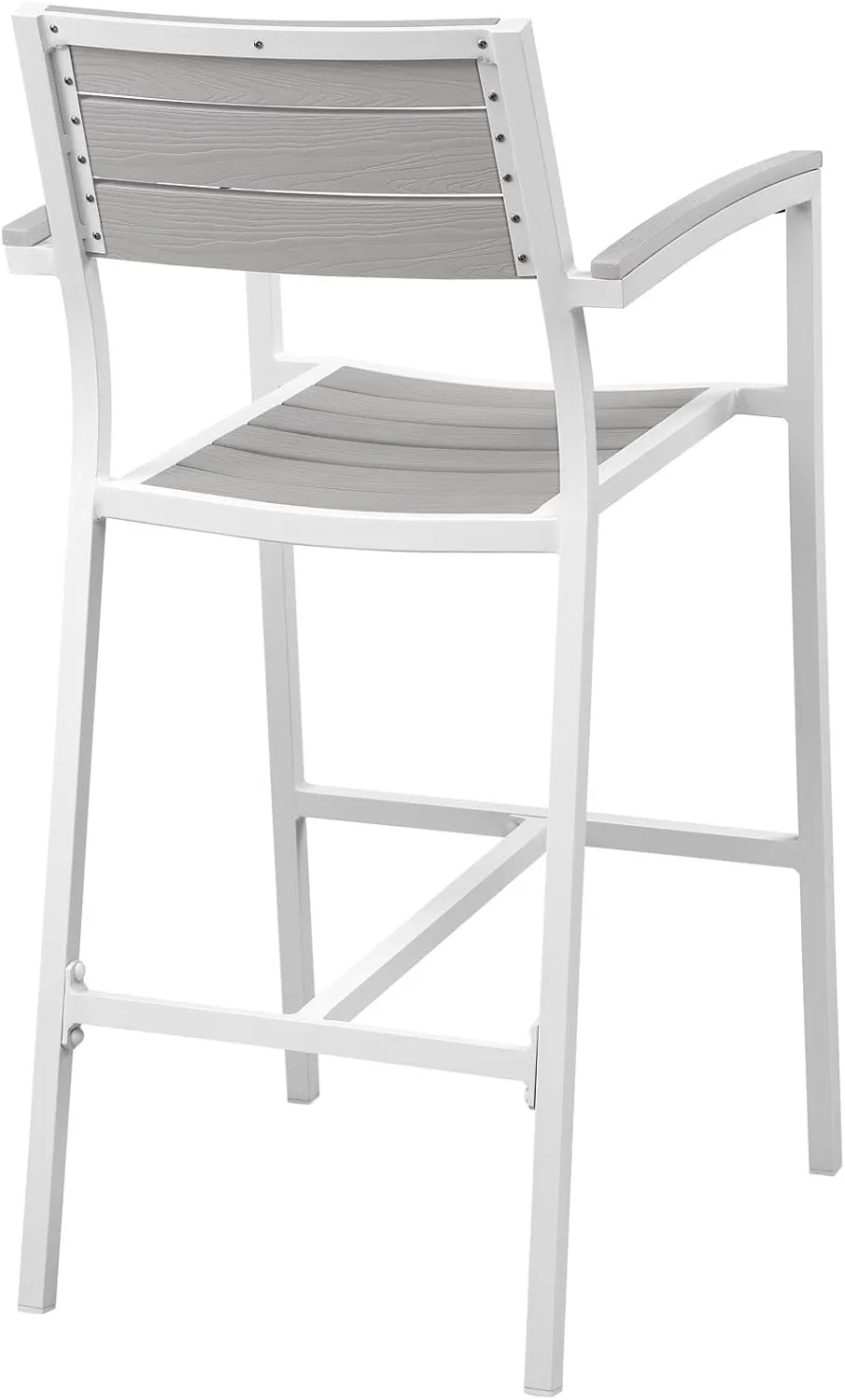 Modway Maine Aluminum Outdoor Patio Bar Stool in White Light Gray