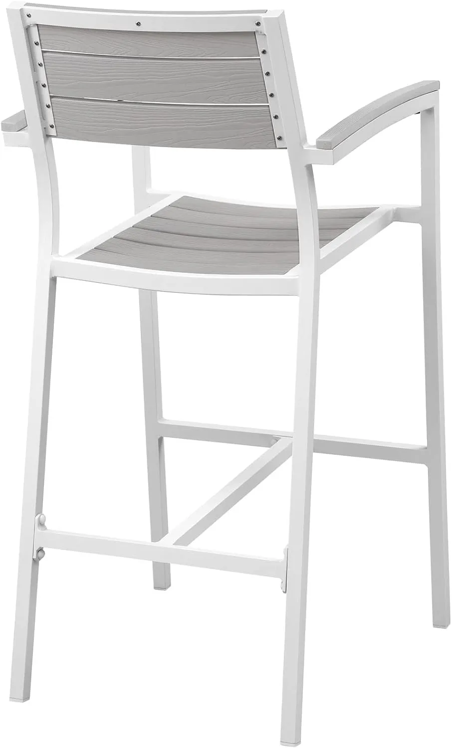 Modway Maine Aluminum Outdoor Patio Bar Stool in White Light Gray