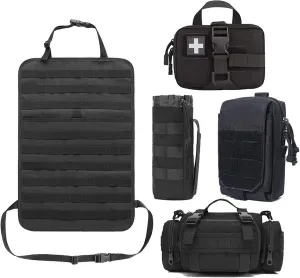 Molle Seat Back Organizer, Tactical Seat Covers with Pouches, Molle Tactical Vehicle Organizers Panel Car Seat Covers Protector for Truck