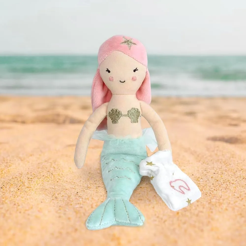 MON AMI Mermaid Tooth Fairy Doll – 10” Premium Plush with Keepsake Pouch, for First Loose Tooth for Girls