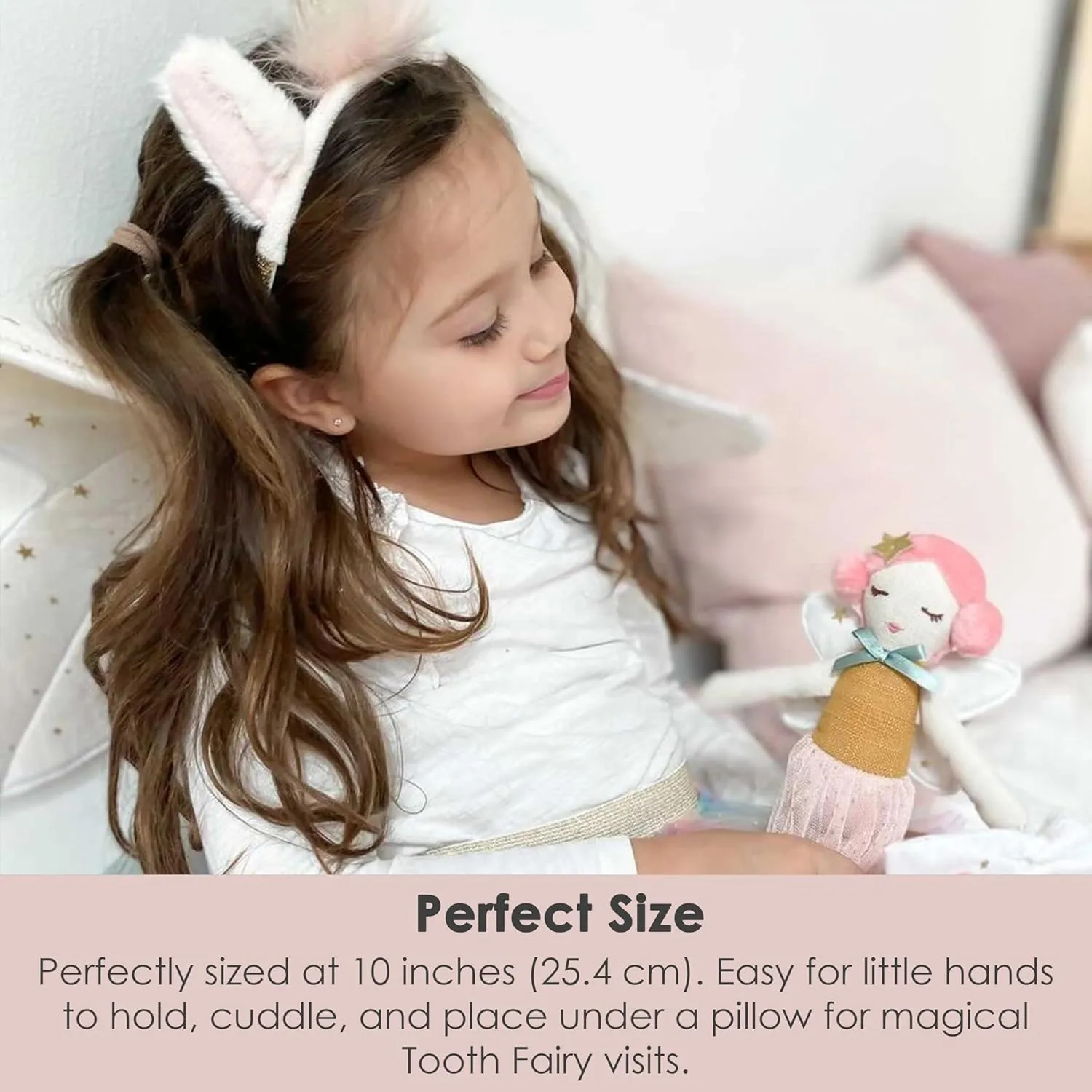 MON AMI Tooth Fairy Doll with Tooth Bag – 10”, Plush Doll for First Loose Tooth for Boys & Girls
