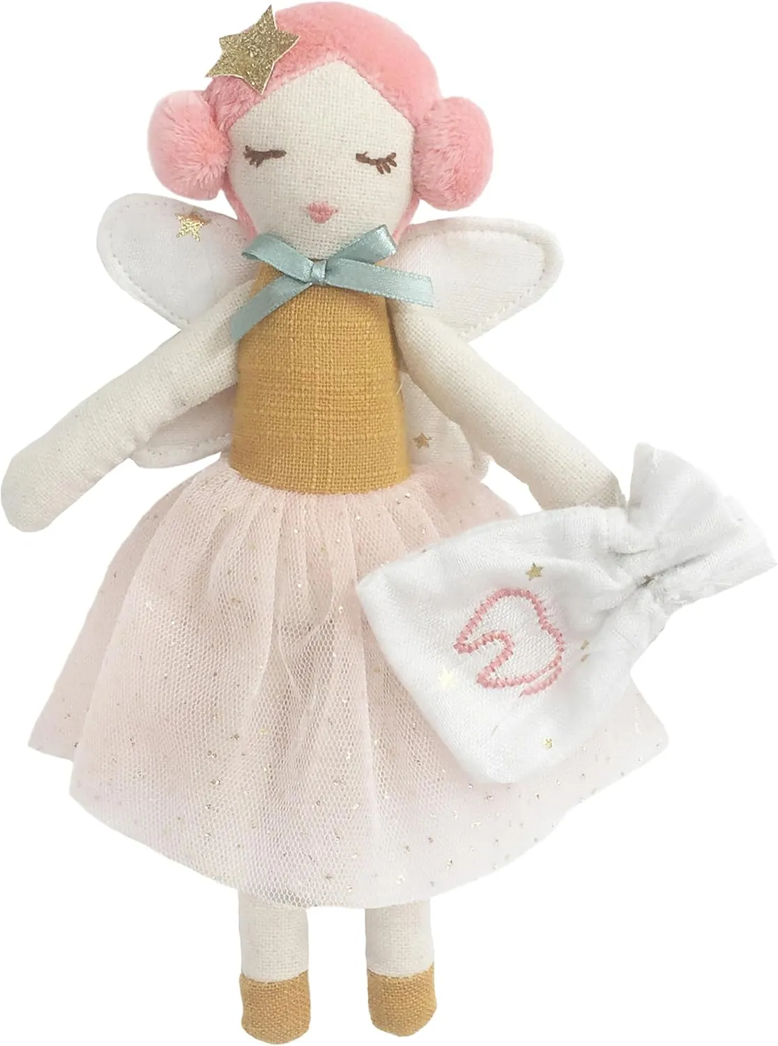 MON AMI Tooth Fairy Doll with Tooth Bag – 10”, Plush Doll for First Loose Tooth for Boys & Girls