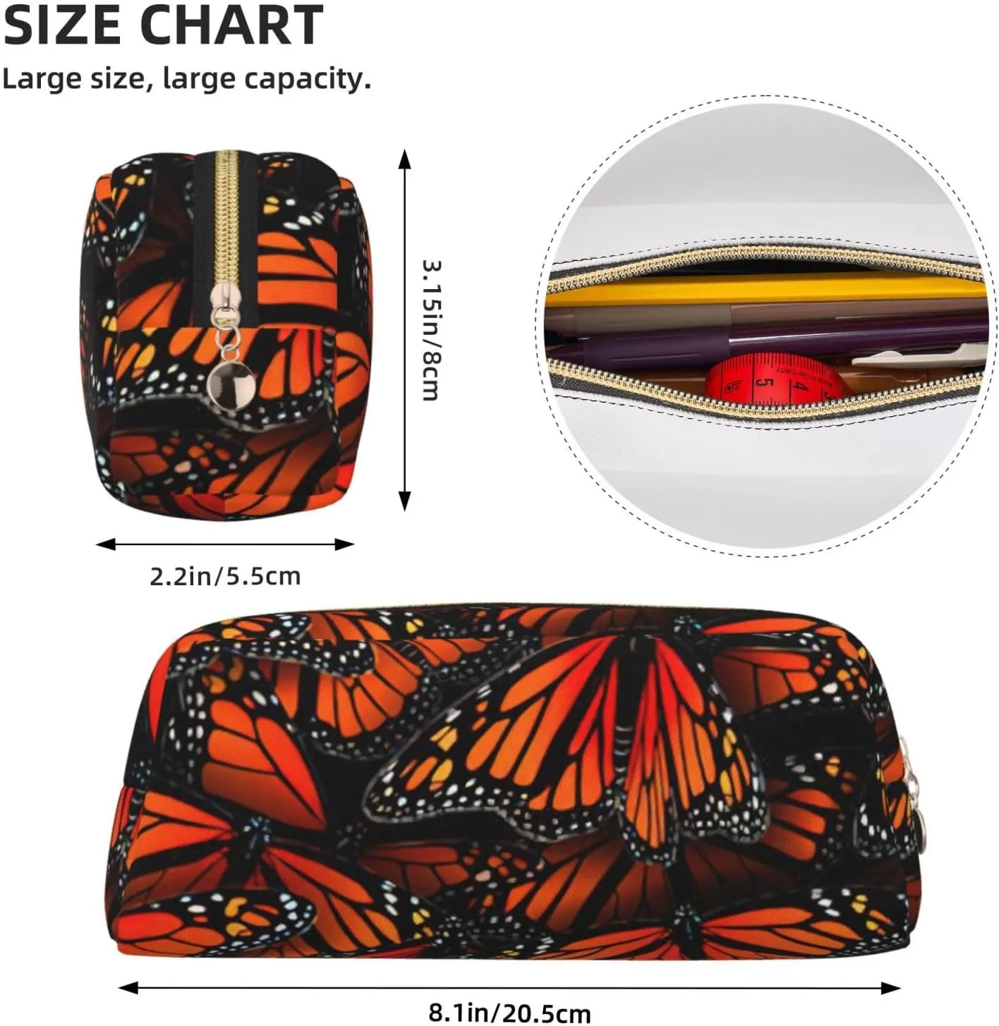 Monarch Butterflies. Print Versatile Storage Pouch Makeup Bag Travel Office Small Items Organizer Bag