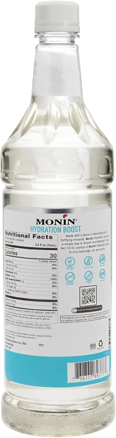 Monin - Hydration Boost and Drink Mix-in, Add Electrolytes & Minerals to Your Favorite Flavored Beverage (Hot or Cold), Dairy-Free, No Artificial Sweeteners, Gluten-Free (1 Liter   Pump)