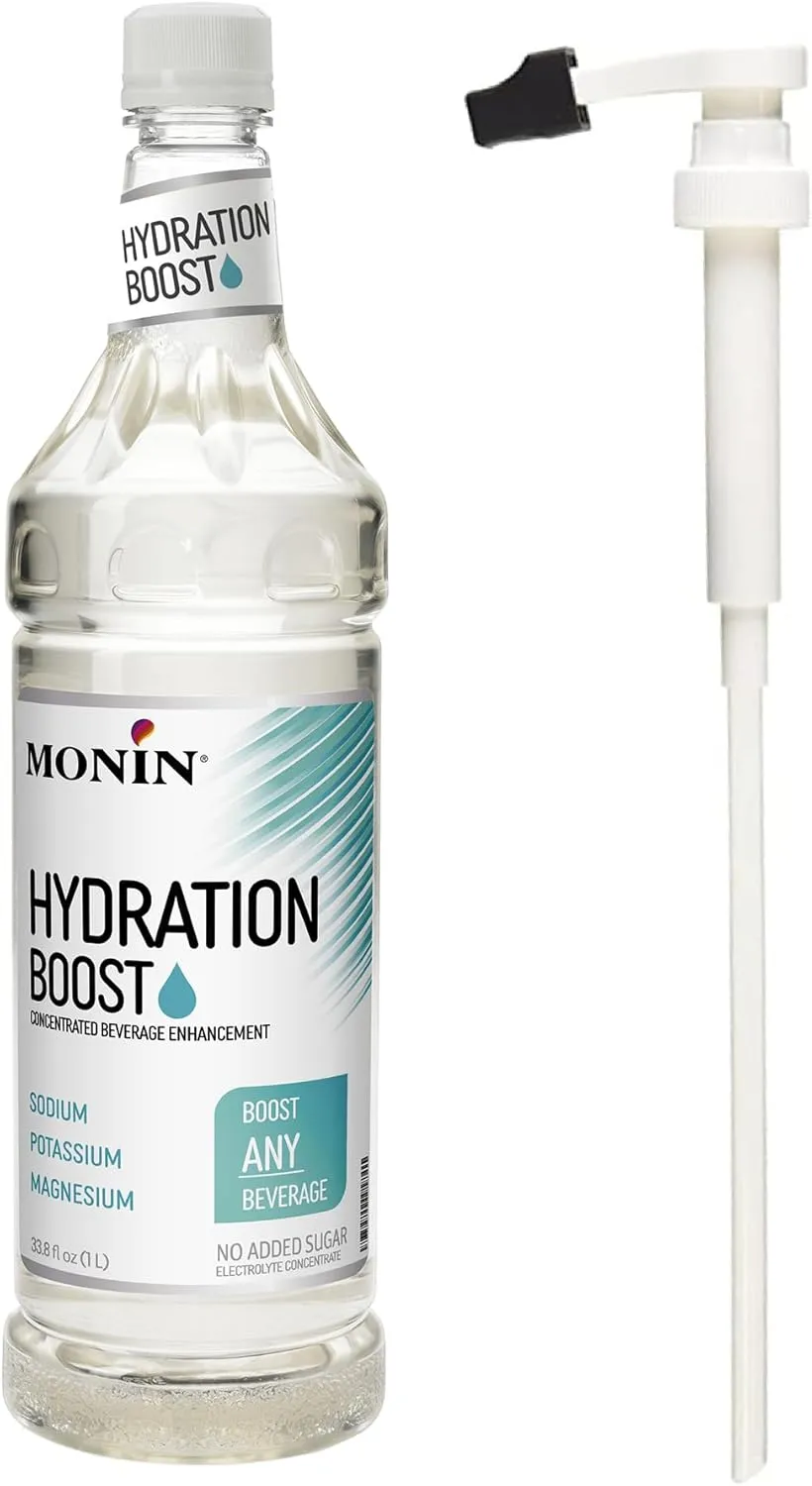 Monin - Hydration Boost and Drink Mix-in, Add Electrolytes & Minerals to Your Favorite Flavored Beverage (Hot or Cold), Dairy-Free, No Artificial Sweeteners, Gluten-Free (1 Liter   Pump)