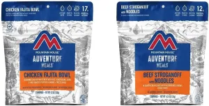 Mountain House Chicken Fajita Bowl | Freeze Dried Backpacking & Camping Food | 2 Servings | Gluten-Free & Beef Stroganoff with Noodles | Freeze Dried Backpacking & Camping Food | 2 Servings
