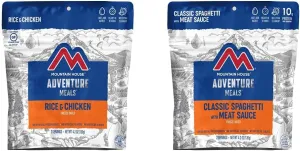 Mountain House Rice & Chicken | Freeze Dried Backpacking & Camping Food |2-Servings | Gluten-Free & Classic Spaghetti with Meat Sauce | Freeze Dried Backpacking & Camping Food |2 Servings